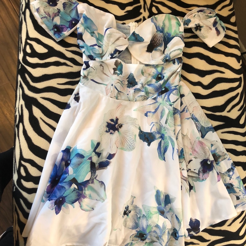 White floral tube dress